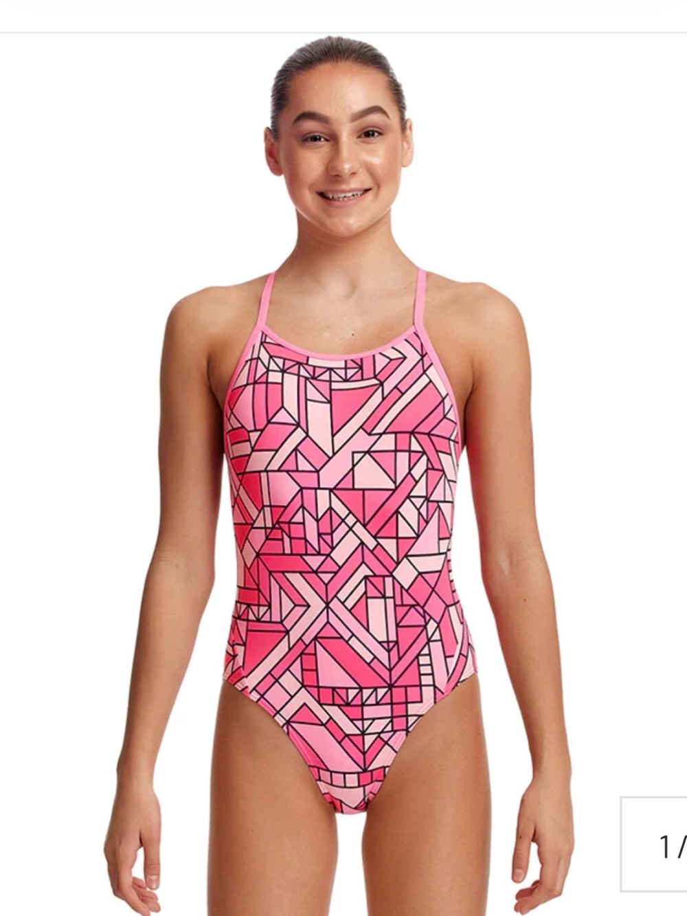 Like New FUNKITA - PINK PIECES - GIRLS DIAMOND BACK ONE PIECE Size 12 - Picture 5 of 5